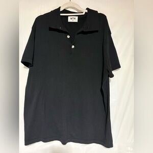 Men's Black Short-Sleeve Polo — Classic Knit Button Polo